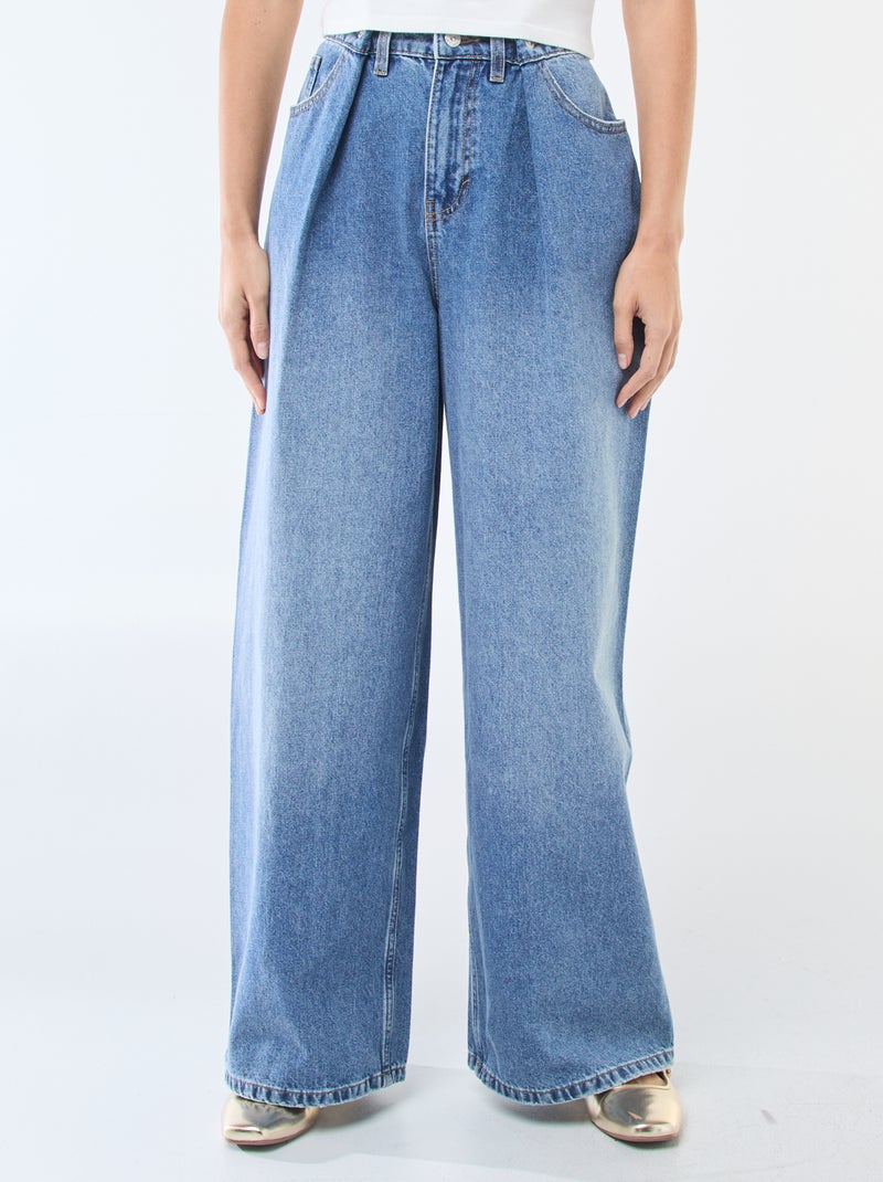 Jeans a gamba larga a vita alta Blu - Kiabi