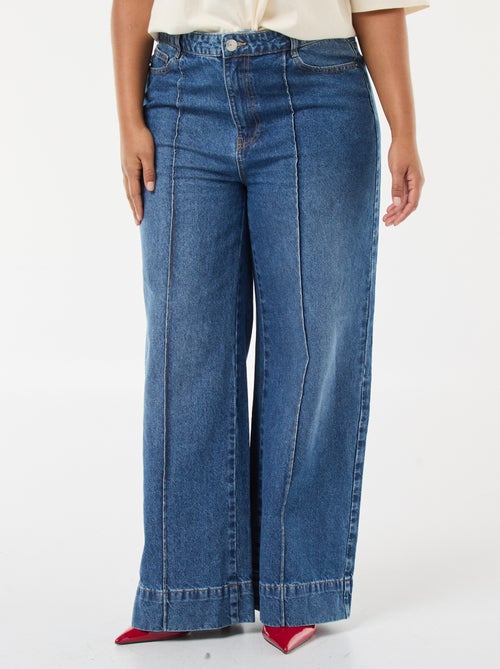 Jeans a gamba larga a vita alta con pieghe sul davanti - Kiabi