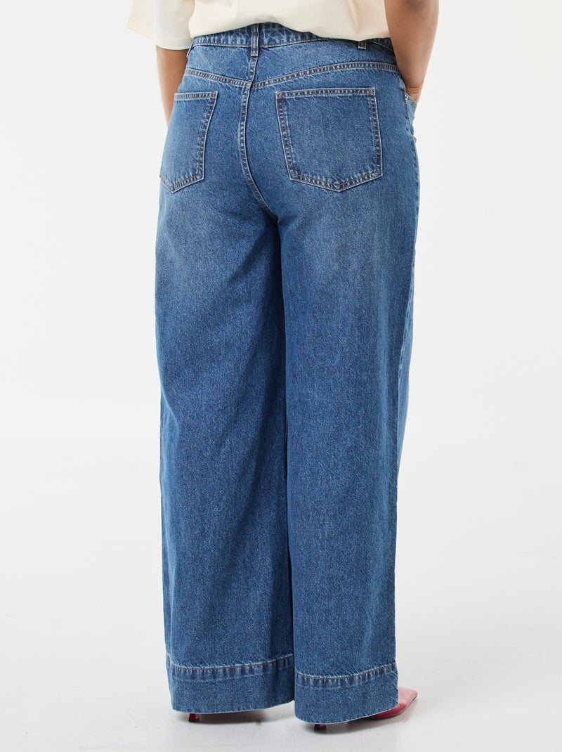 Jeans a gamba larga a vita alta con pieghe sul davanti Blu - Kiabi
