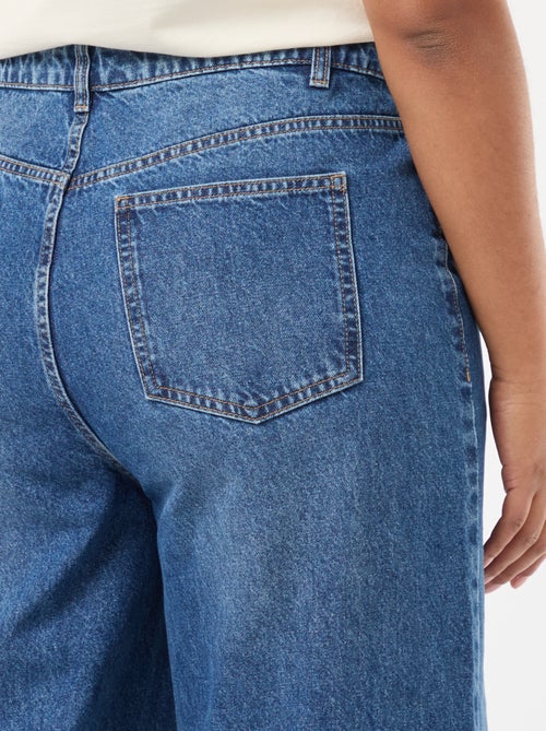 Jeans a gamba larga a vita alta con pieghe sul davanti - Kiabi