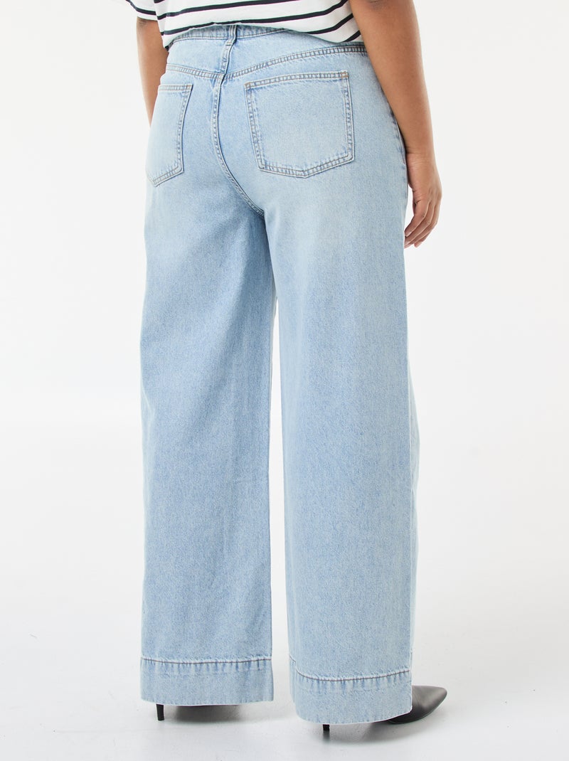 Jeans a gamba larga a vita alta con pieghe sul davanti Blu - Kiabi