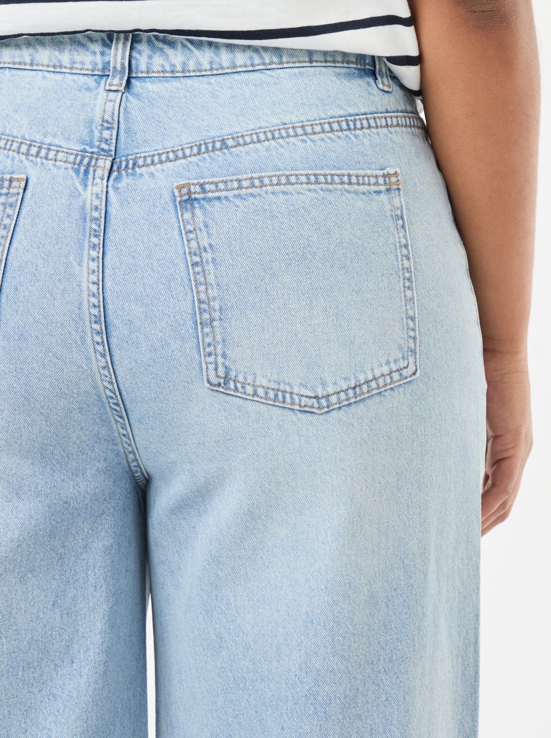 Jeans a gamba larga a vita alta con pieghe sul davanti Blu - Kiabi