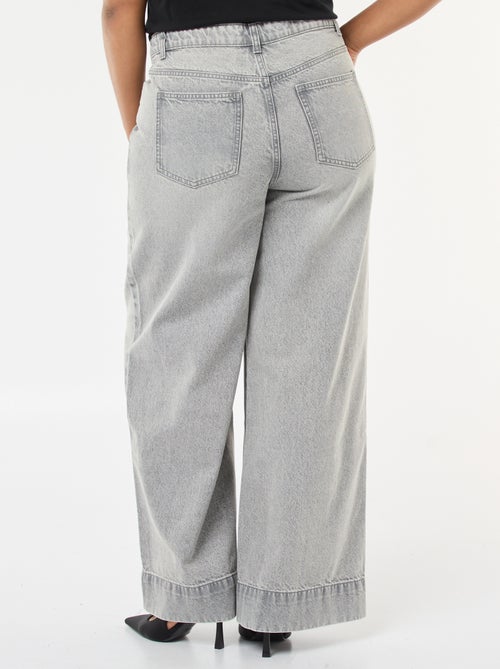 Jeans a gamba larga a vita alta con pieghe sul davanti - Kiabi
