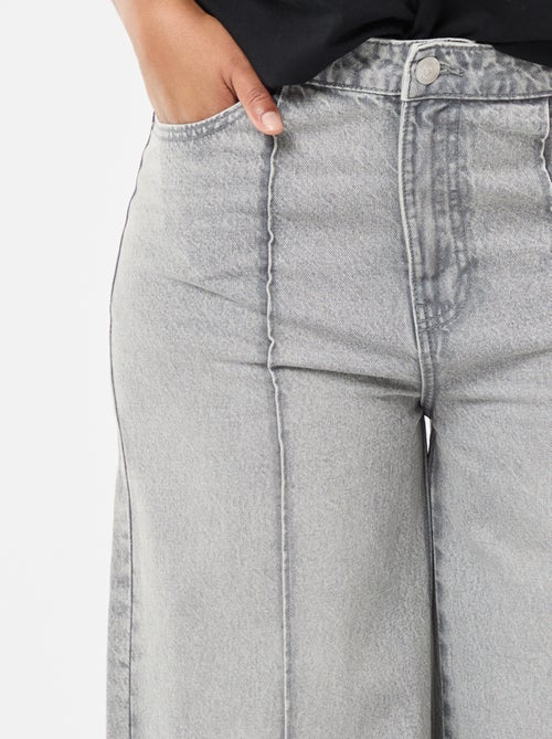 Jeans a gamba larga a vita alta con pieghe sul davanti - Kiabi