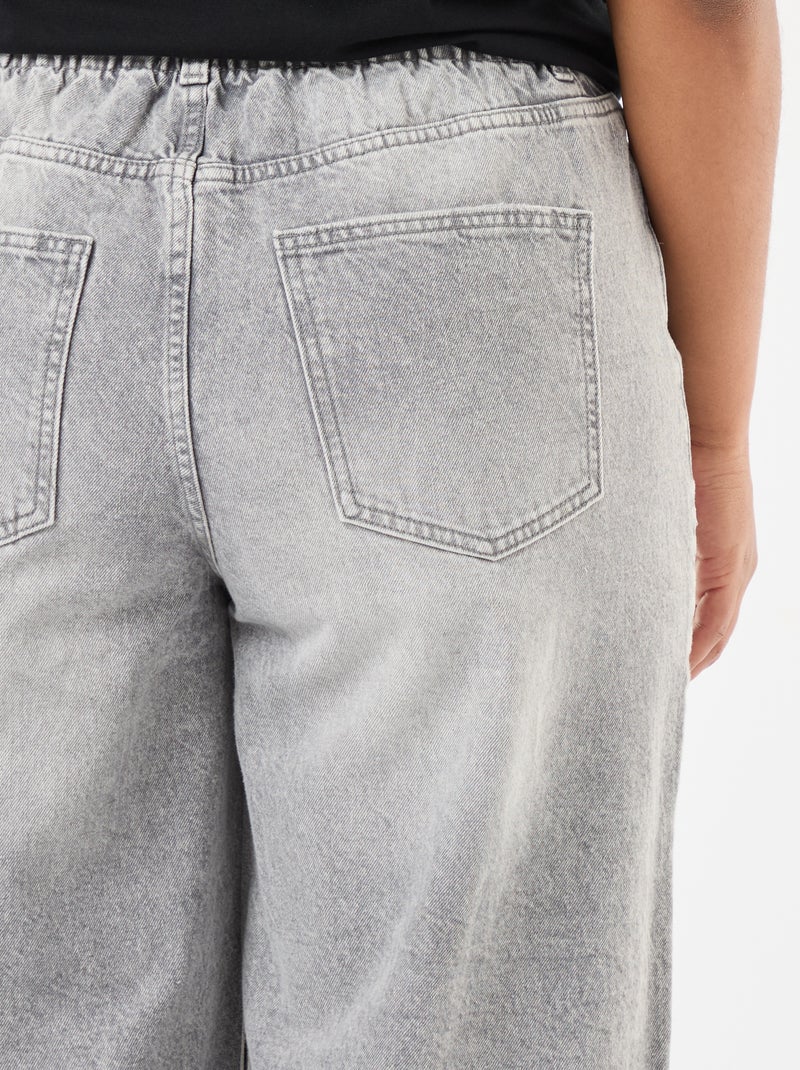 Jeans a gamba larga con orli grezzi Grigio - Kiabi