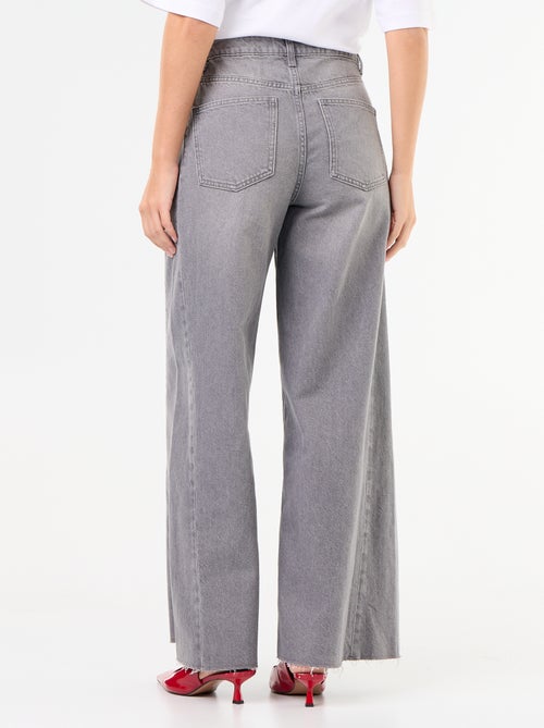 Jeans a gamba larga con orlo a taglio vivo - Kiabi