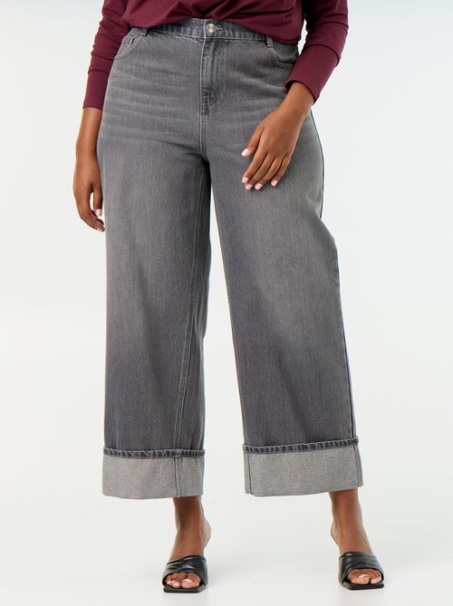 Jeans a gamba larga con risvolto alla base - Kiabi