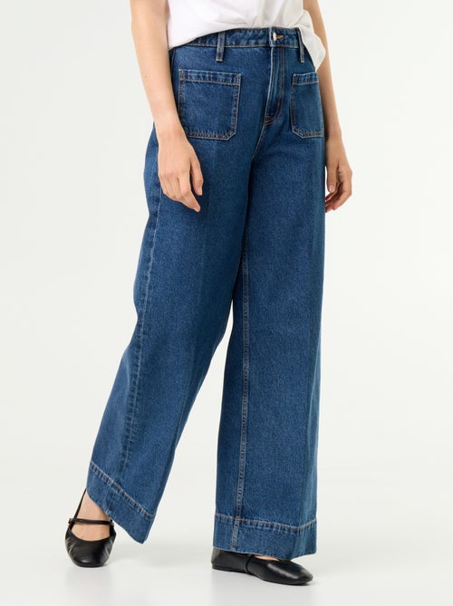 Jeans ampi a vita alta con tasche applicate - Kiabi Jeans ampi a vita alta con tasche applicate - Kiabi