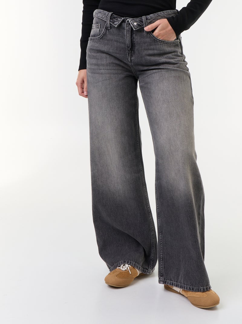 Jeans ampi con cintura fantasia Grigio - Kiabi
