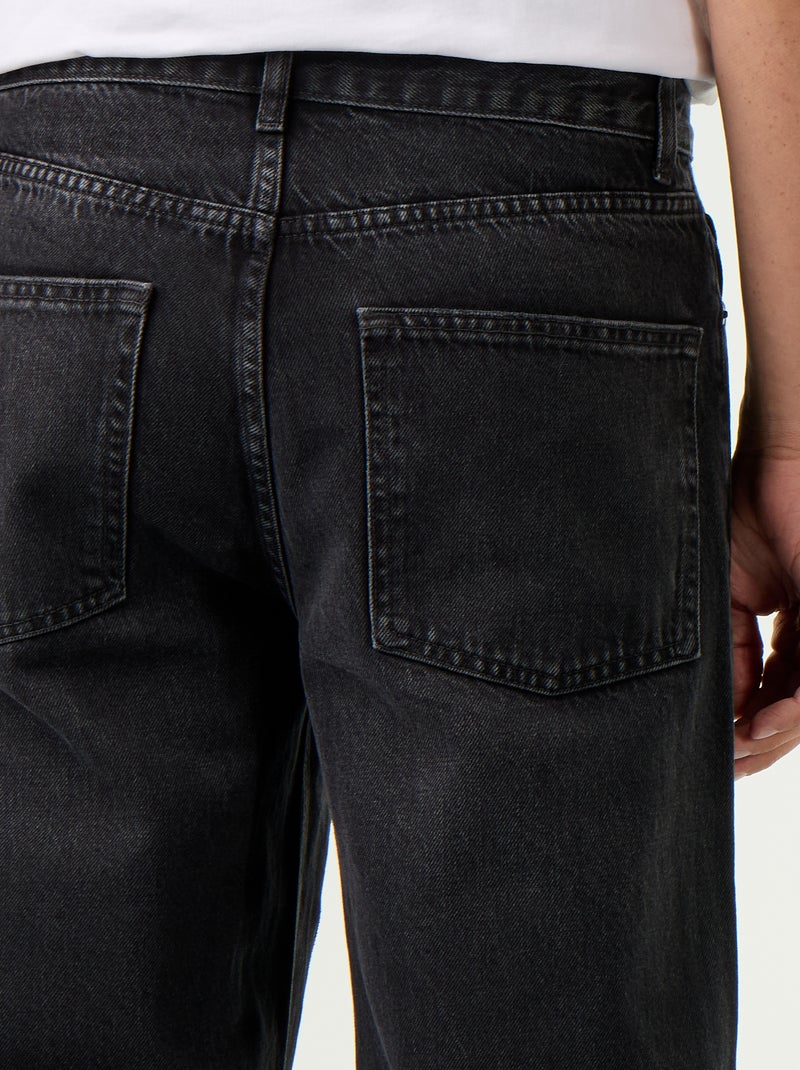 Jeans baggy a tinta unita con inserti fantasia Nero - Kiabi
