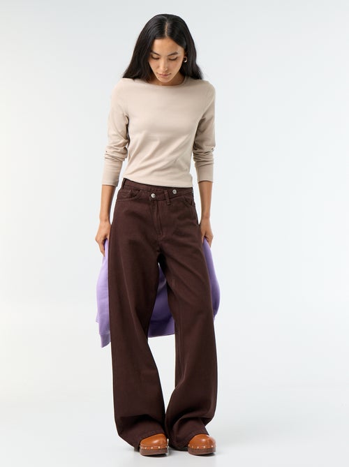 Jeans barrel con abbottonatura asimmetrica - Kiabi