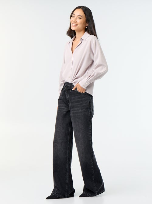 Jeans barrel con abbottonatura asimmetrica - Kiabi
