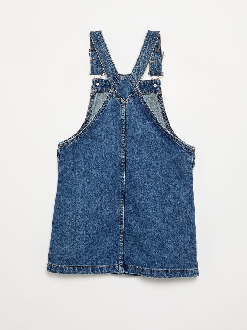 Jeans-Latzkleid mit 2 aufgesetzten Taschen Bleu - Kiabi