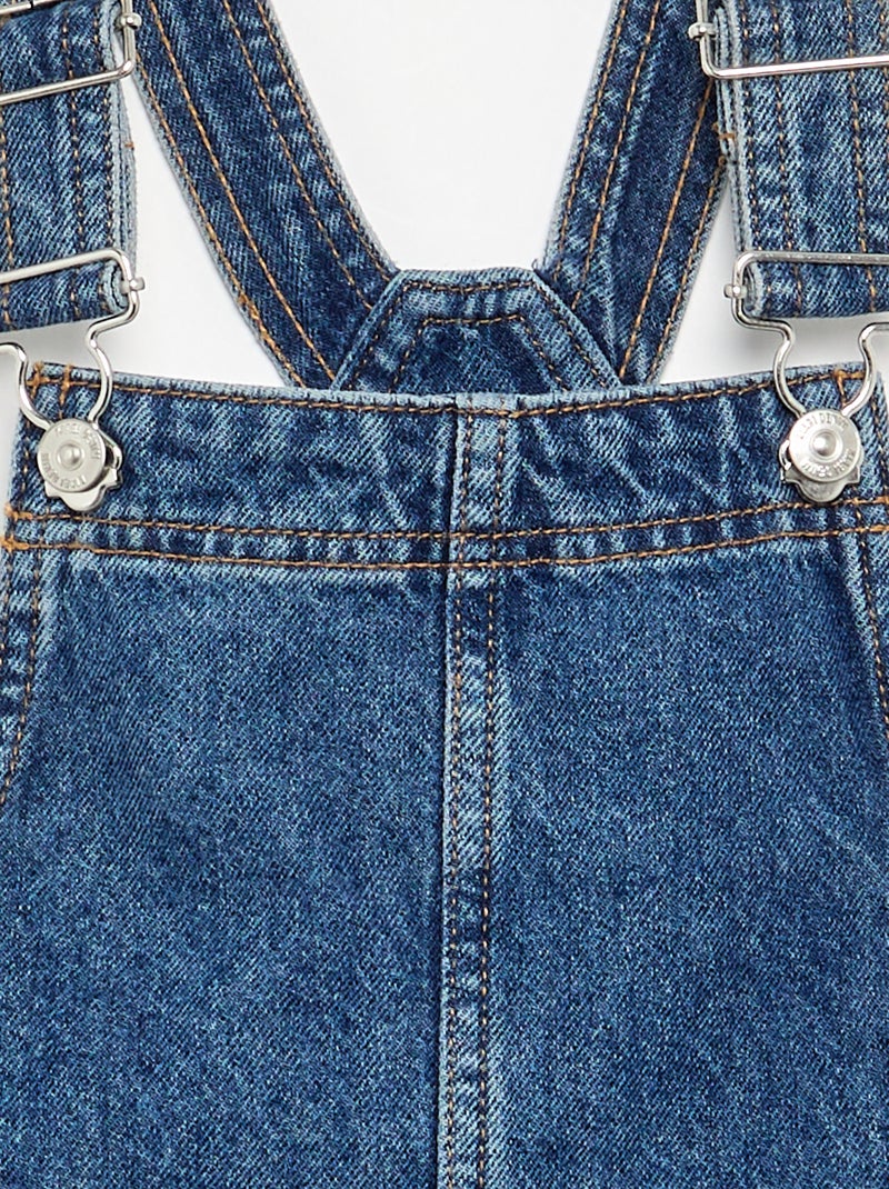 Jeans-Latzkleid mit 2 aufgesetzten Taschen Bleu - Kiabi