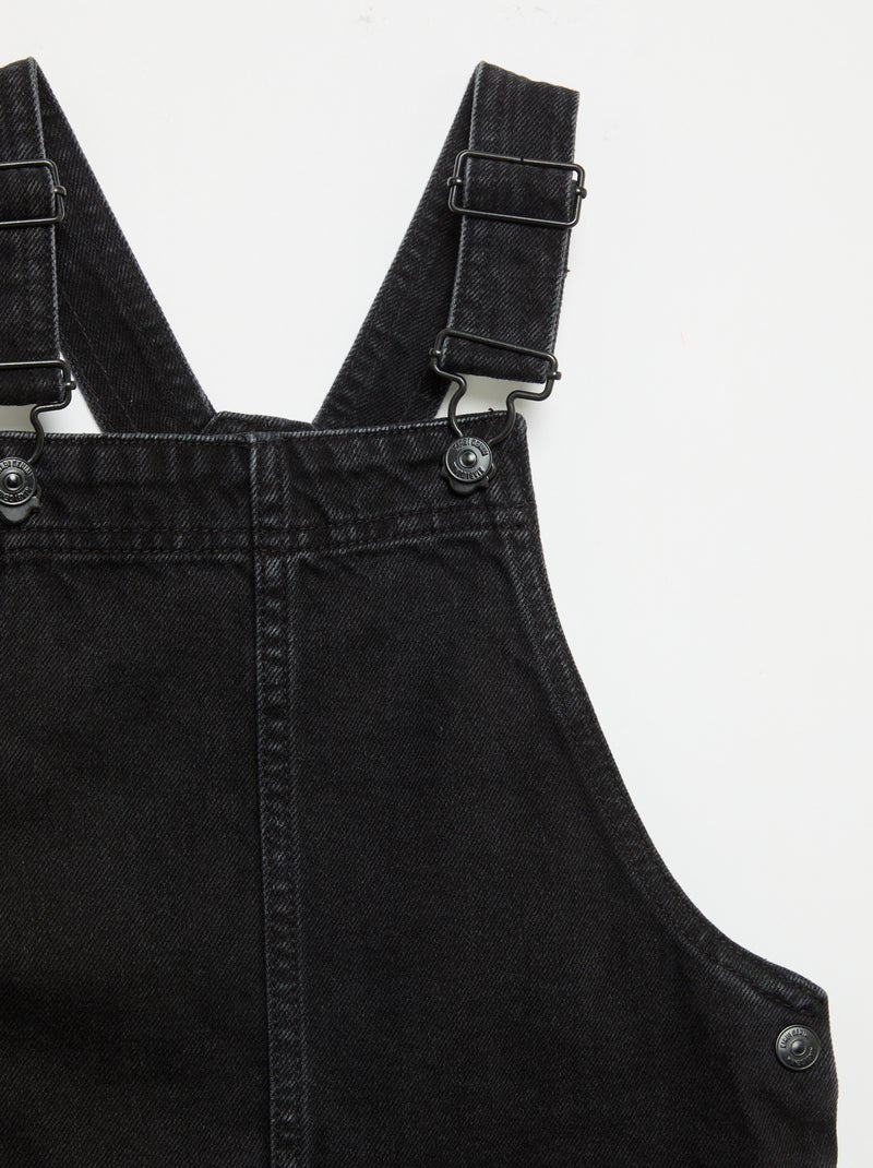 Jeans-Latzkleid mit 2 aufgesetzten Taschen Noir - Kiabi