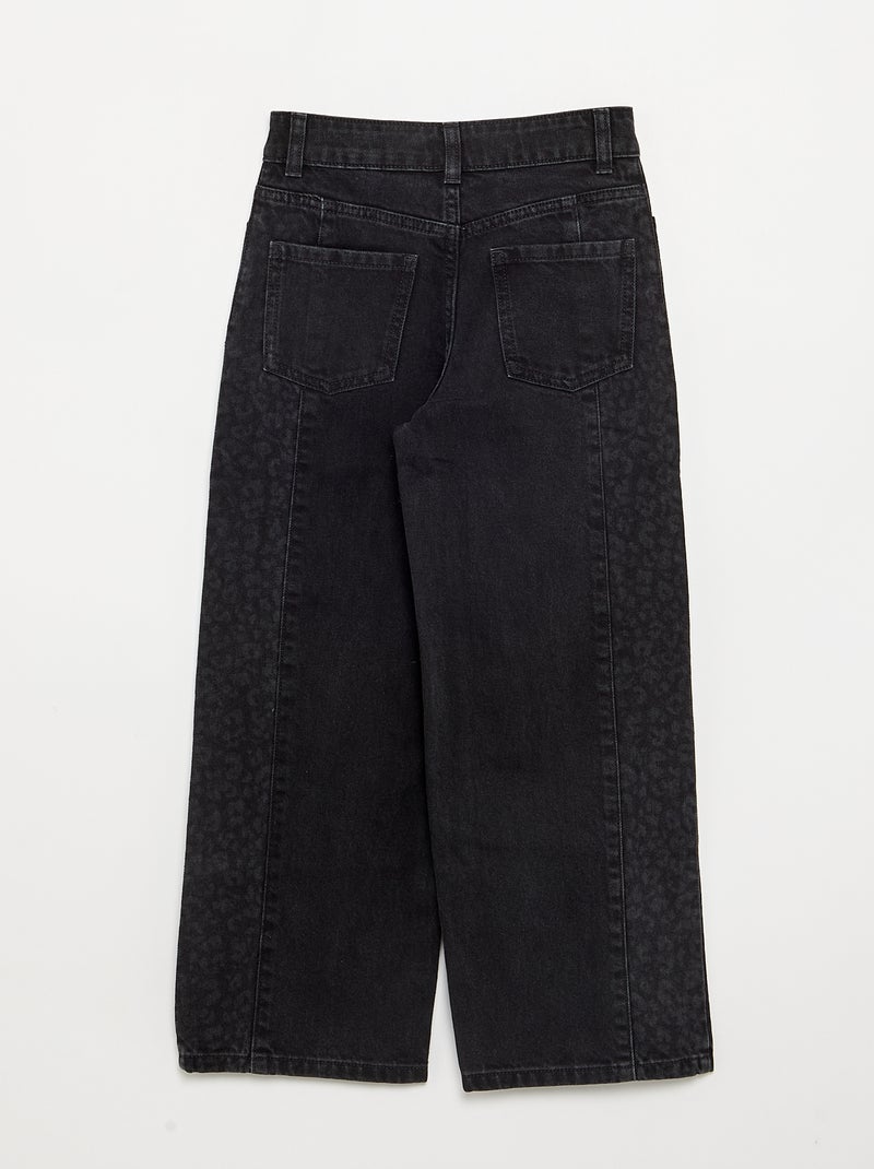 Jeans mit bedruckten Einsätzen Schwarz - Kiabi