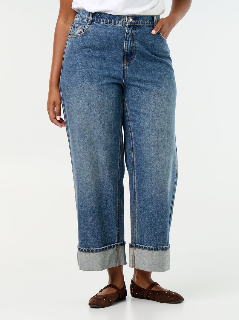 Jeans mit weitem Schnitt und Umschlag am Saum Blau - Kiabi