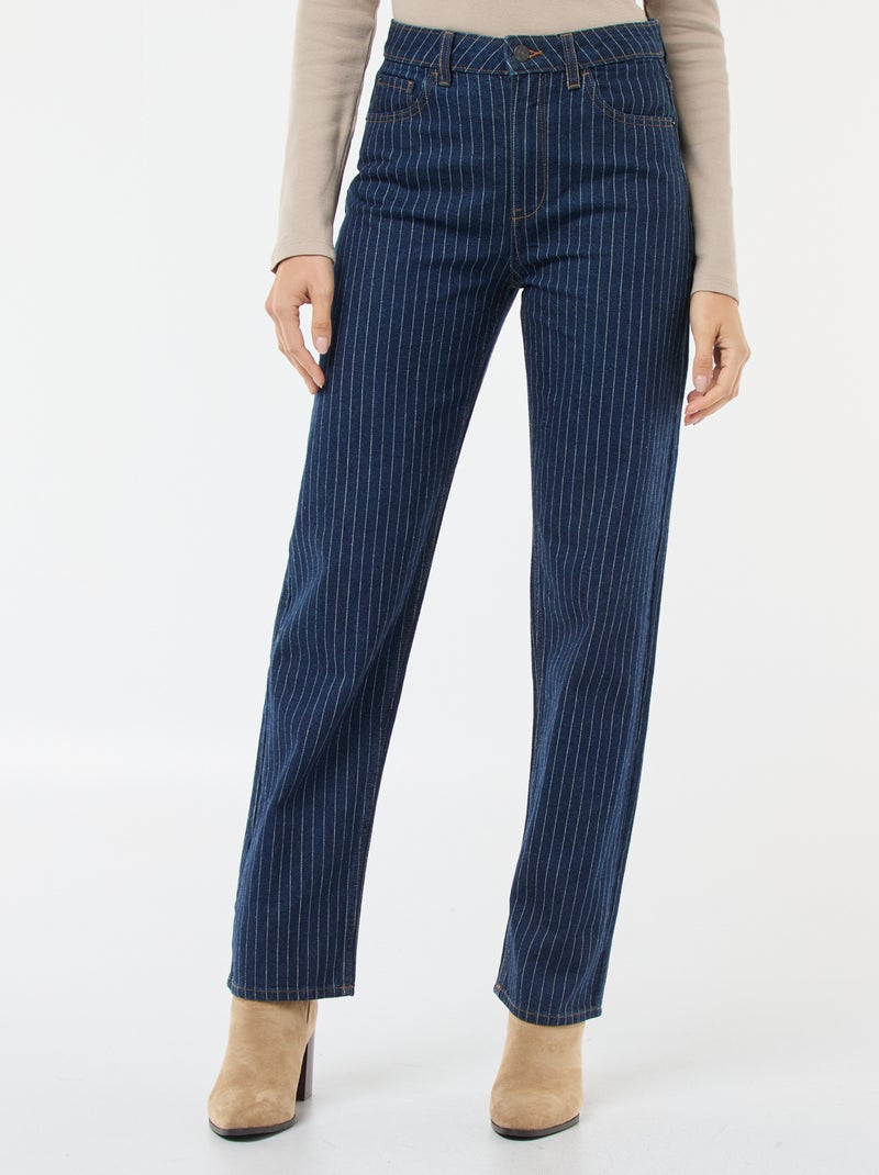Jeans regular con righe in cotone Blu - Kiabi