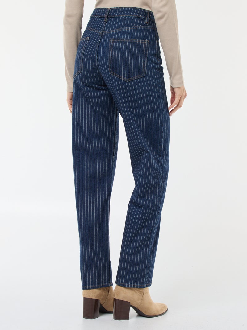 Jeans regular con righe in cotone Blu - Kiabi