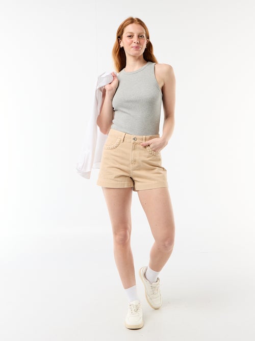 Jeans-Short mit geflochtenen Taschen - Kiabi