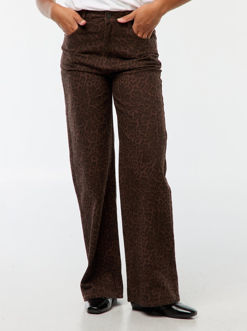 Jeans wide leg a vita alta Beige - Kiabi