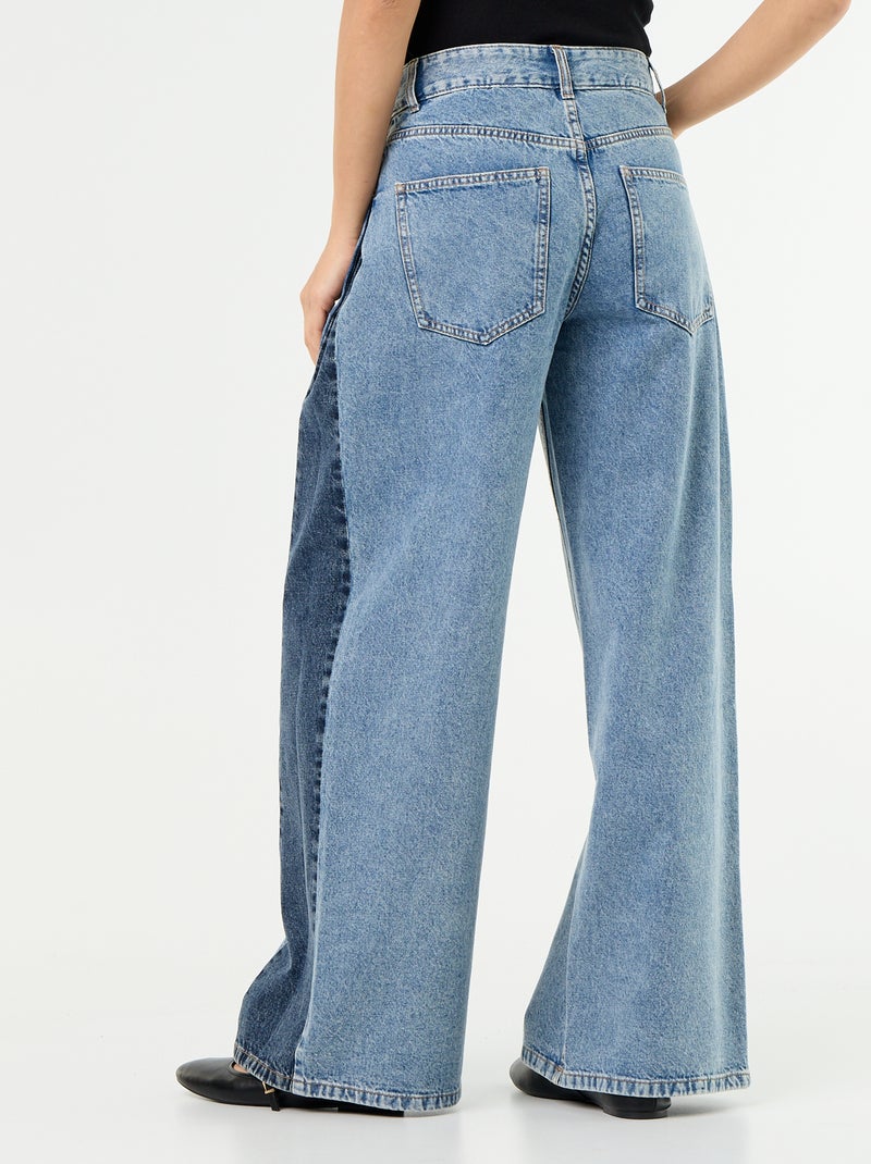 Jeans wide leg con contrasto sui lati Blu - Kiabi