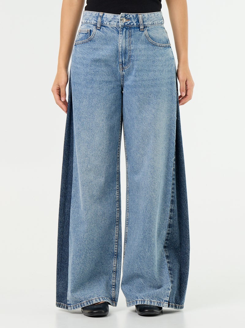 Jeans wide leg con contrasto sui lati Blu - Kiabi
