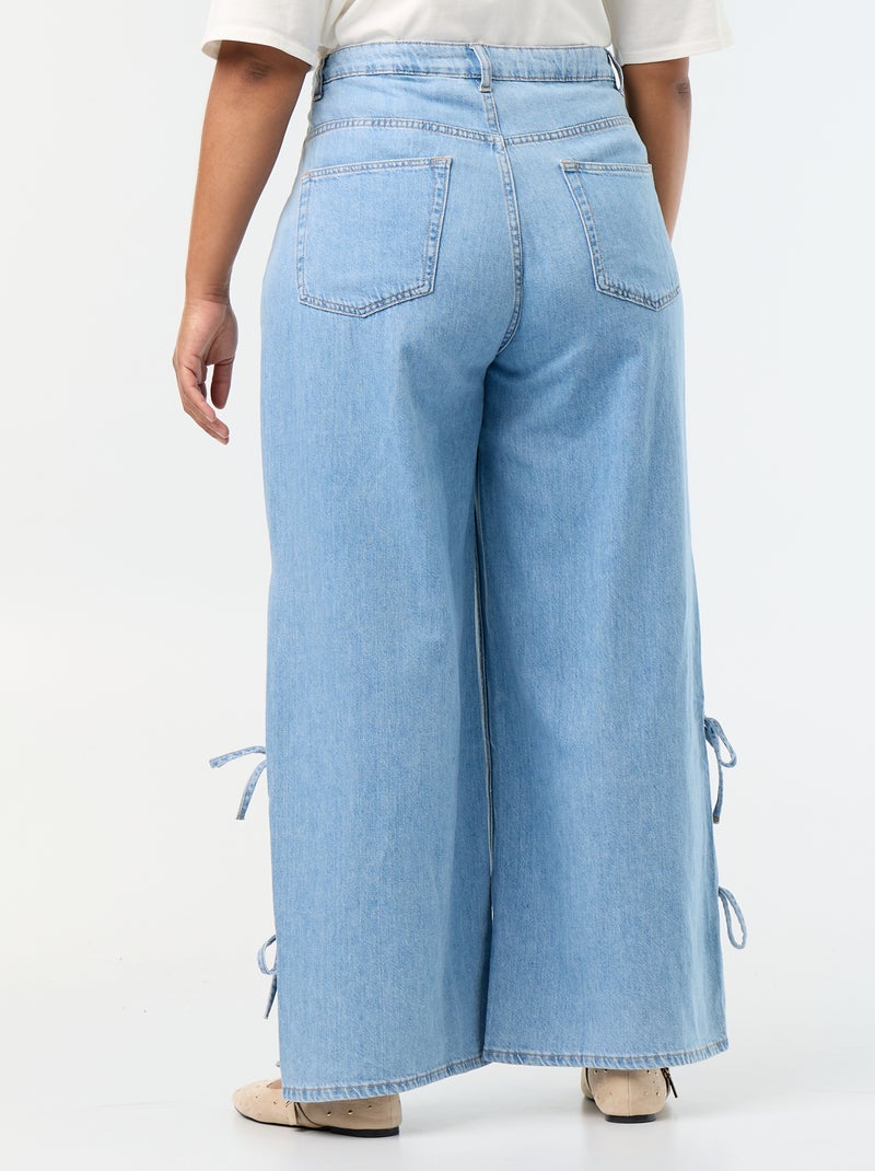 Jeans wide leg con nodi fantasia sui lati Blu - Kiabi
