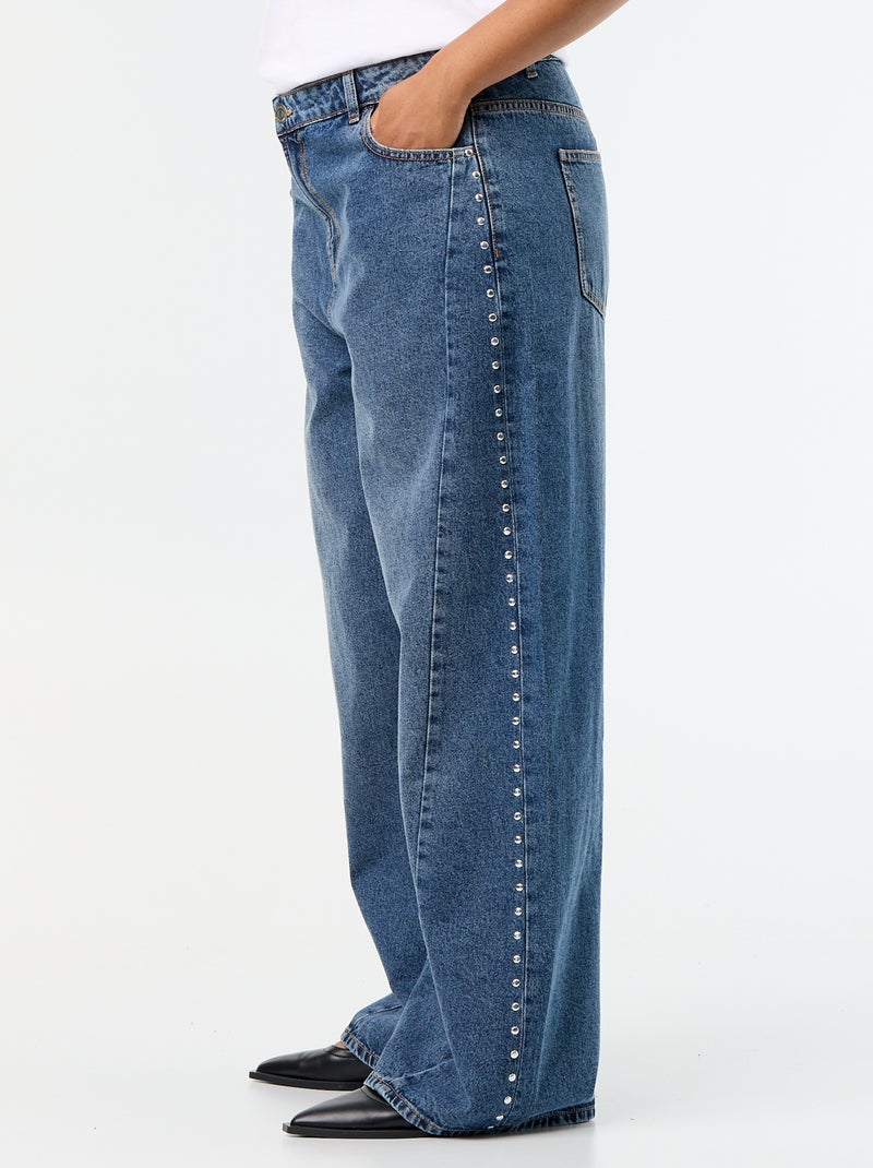 Jeans wide leg con tagli fantasia e borchie Blu - Kiabi