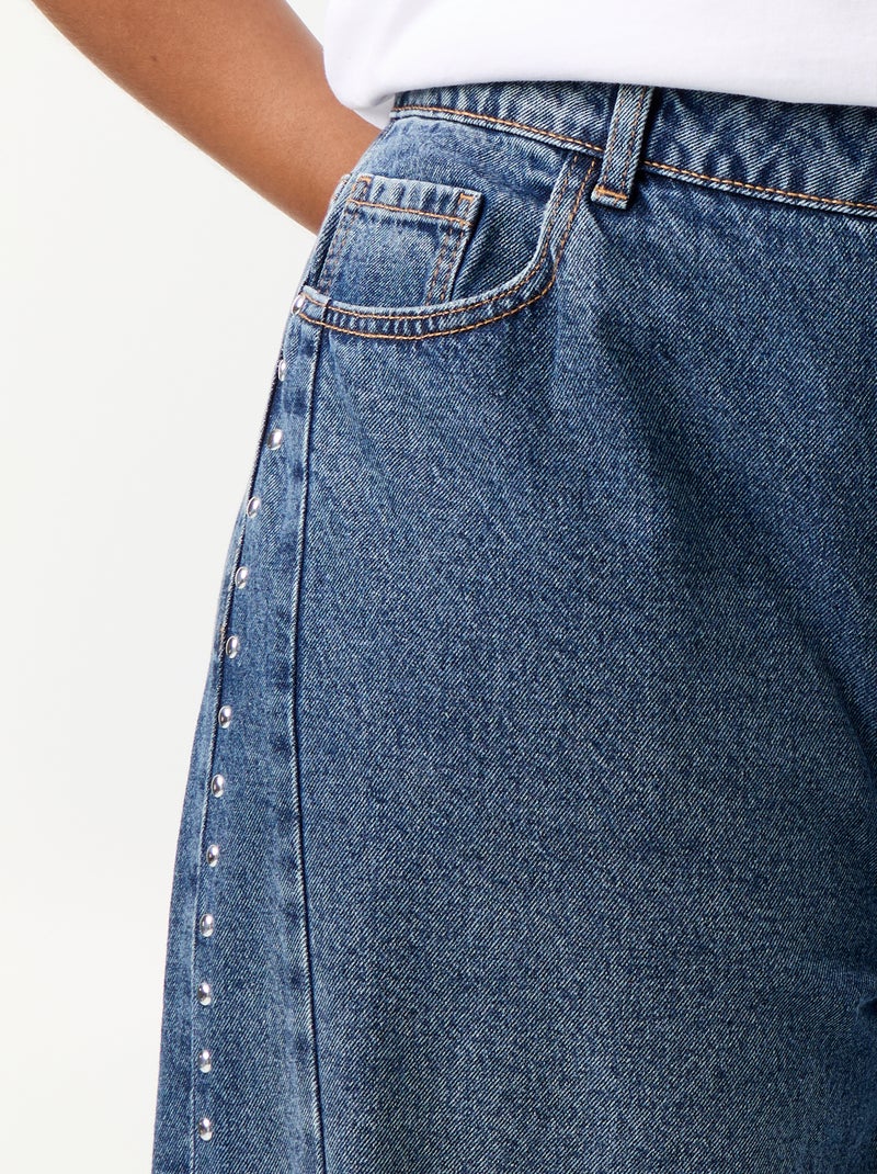 Jeans wide leg con tagli fantasia e borchie Blu - Kiabi