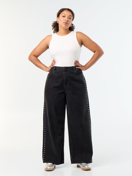 Jeans wide leg con tagli fantasia e borchie - Kiabi