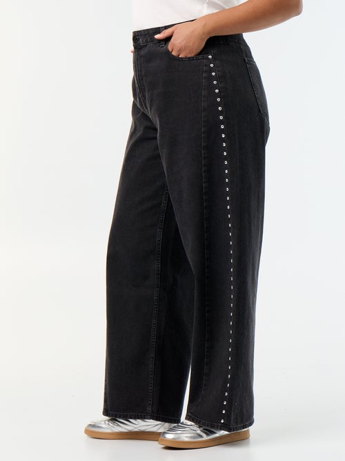 Jeans wide leg con tagli fantasia e borchie - Kiabi