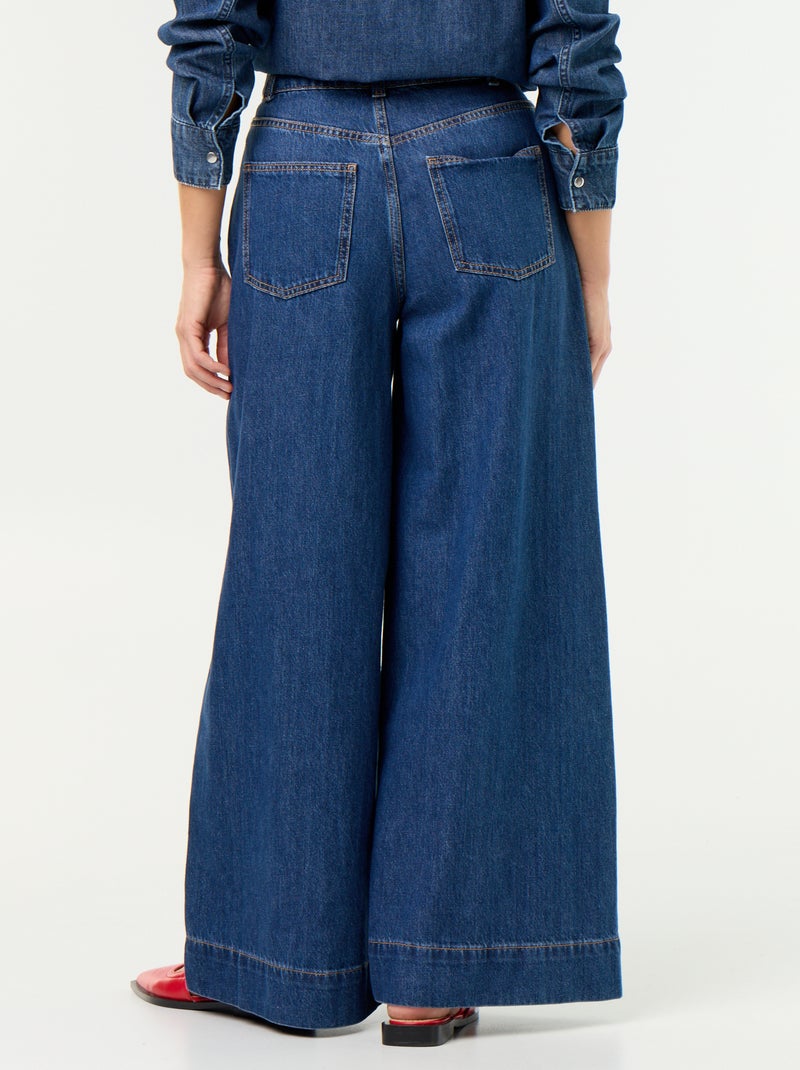 Jeans wide leg con tasche intagliate Blu - Kiabi