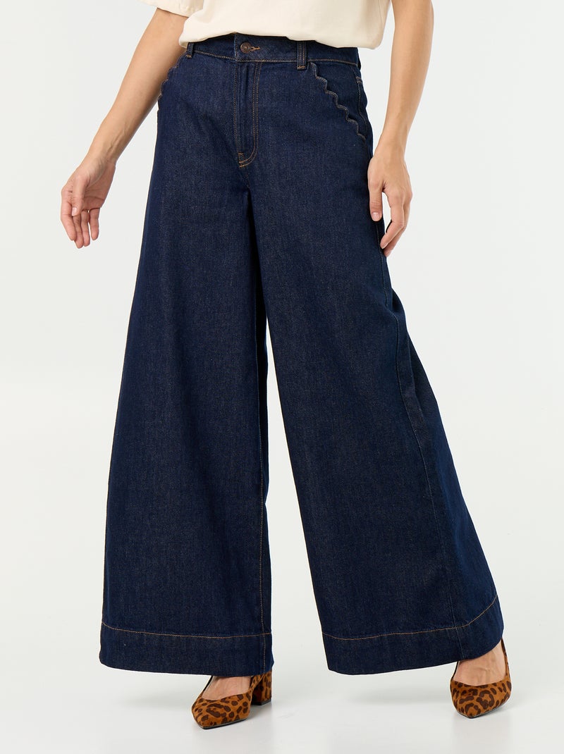 Jeans wide leg con tasche intagliate Blu - Kiabi