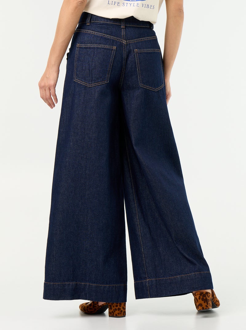 Jeans wide leg con tasche intagliate Blu - Kiabi
