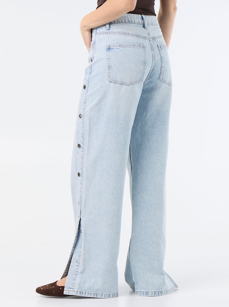 Jeans wide leg / taglio ampio con bottoni a pressione finti sui lati Blu - Kiabi