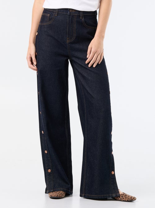 Jeans wide leg / taglio ampio con bottoni a pressione finti sui lati - Kiabi