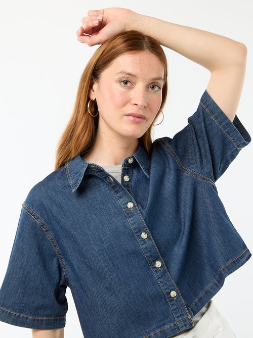 Jeansbluse mit 3/4-Ärmeln - Kiabi Jeansbluse mit 3/4-Ärmeln - Kiabi