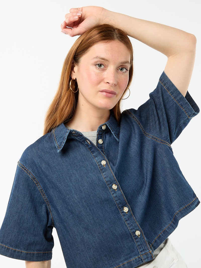 Jeansbluse mit 3/4-Ärmeln Blau - Kiabi