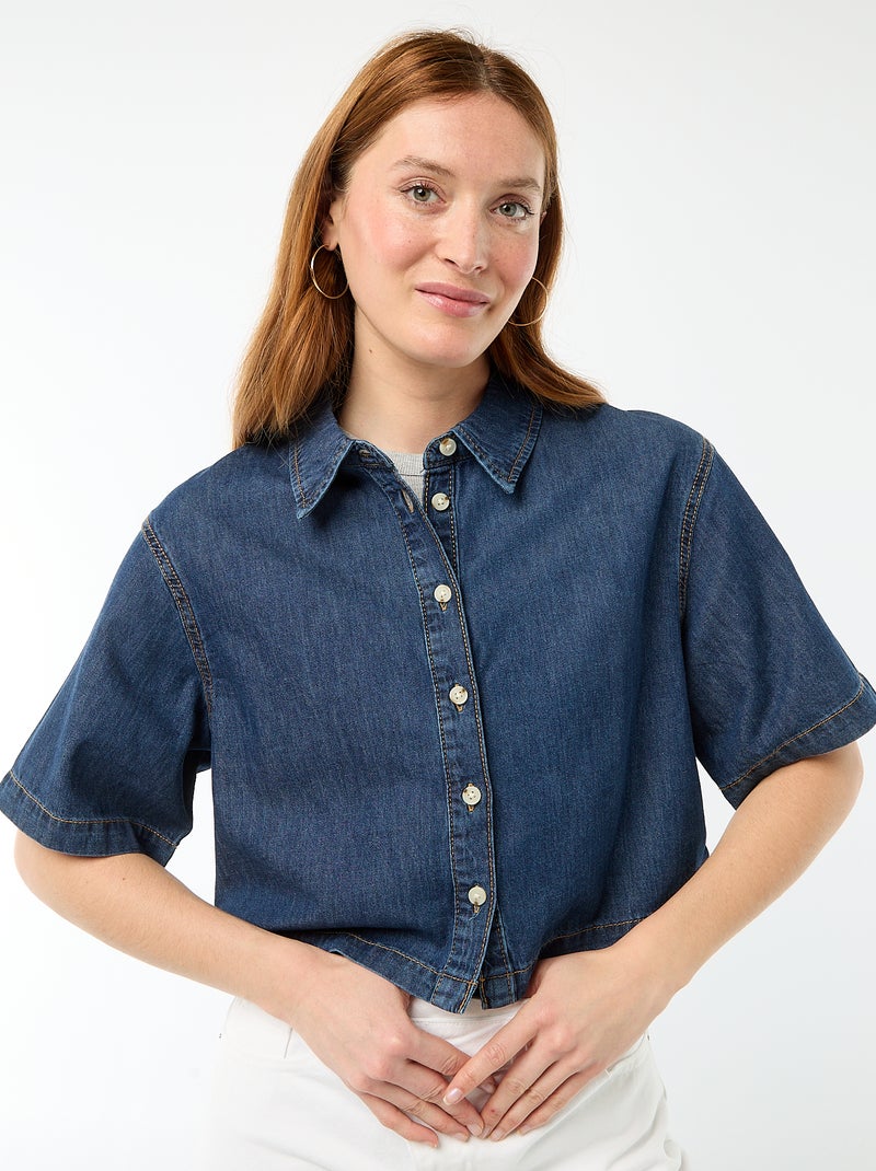 Jeansbluse mit 3/4-Ärmeln Blau - Kiabi