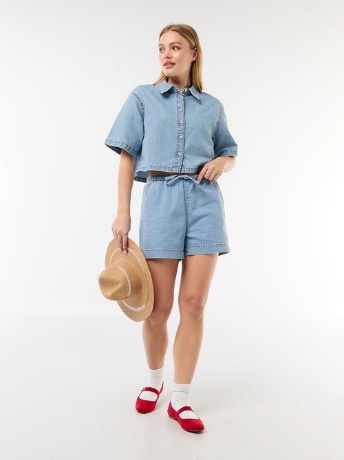 Jeansbluse mit 3/4-Ärmeln - Kiabi