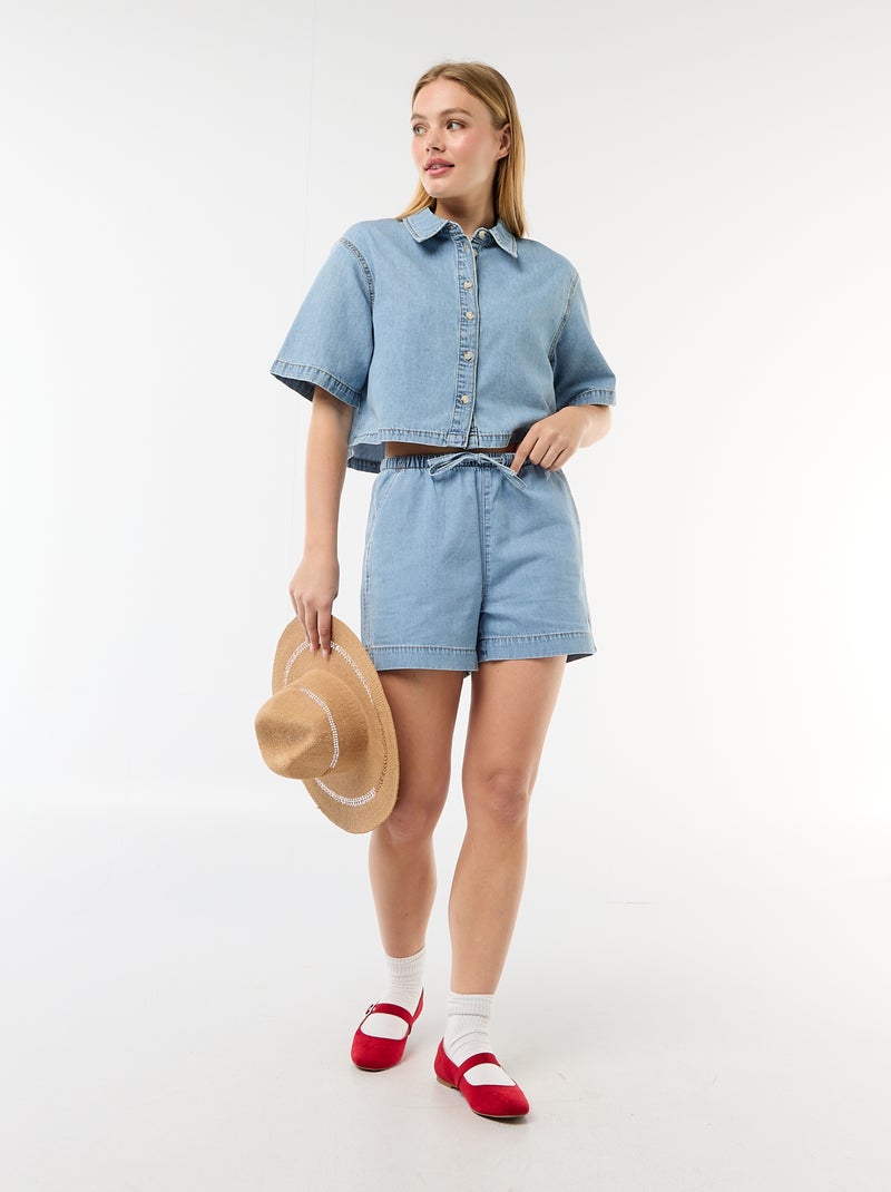 Jeansbluse mit 3/4-Ärmeln Blau - Kiabi