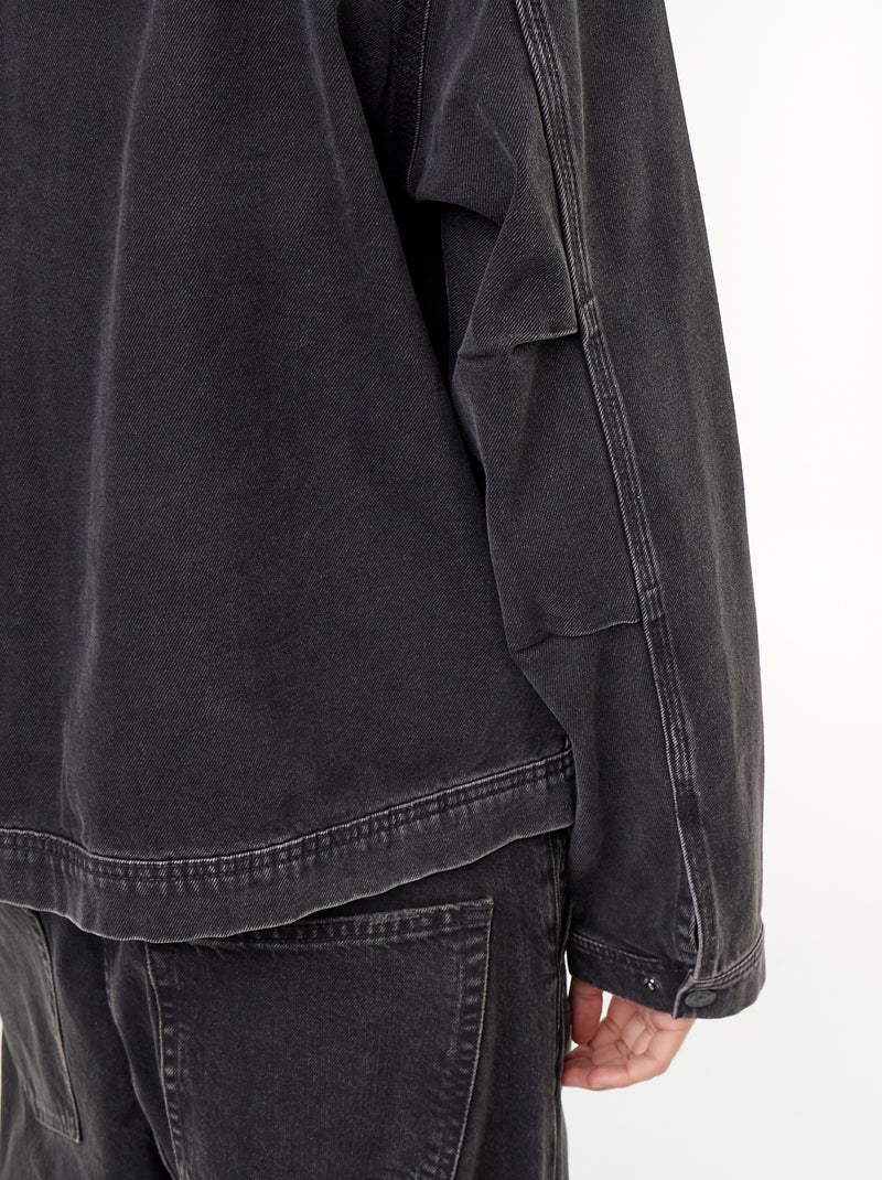 Jeansjacke mit Cordkragen Schwarz - Kiabi