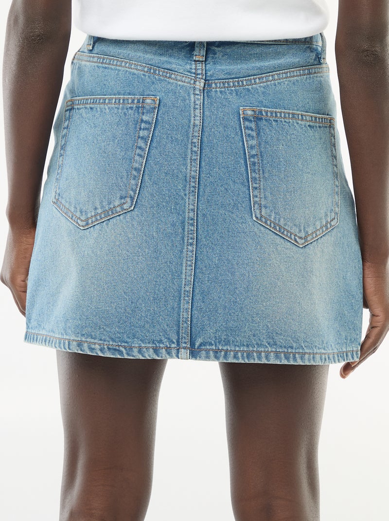 Jeansrock mit geflochtenen Taschen Blau - Kiabi