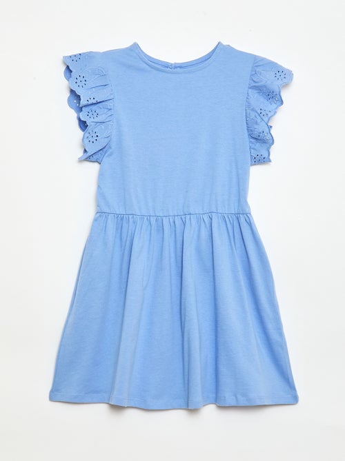 Jersey Dress with Eyelet Embroidered Short Sleeves - Kiabi