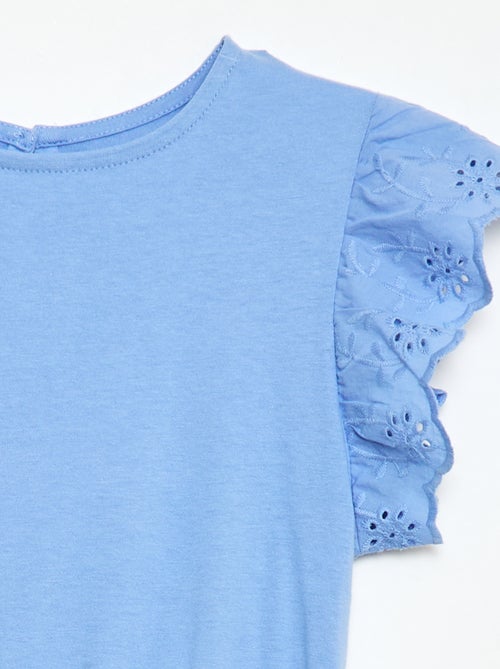 Jersey Dress with Eyelet Embroidered Short Sleeves - Kiabi
