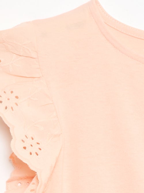 Jersey Dress with Eyelet Embroidered Short Sleeves - Kiabi