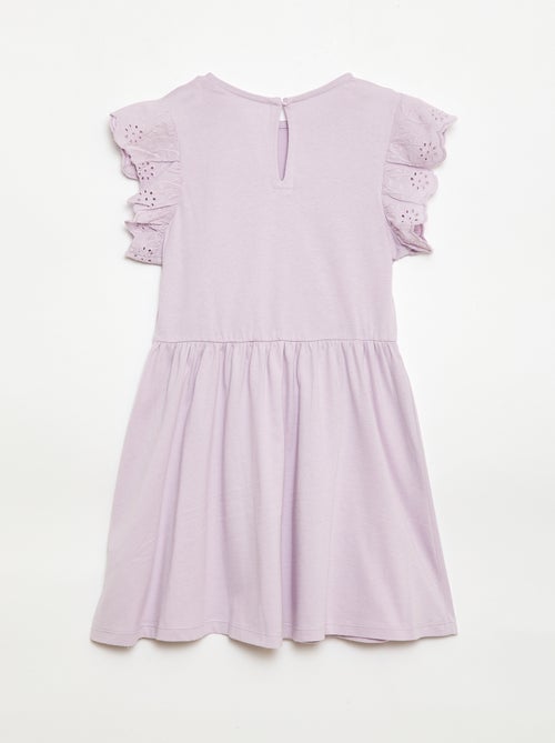 Jersey Dress with Eyelet Embroidered Short Sleeves - Kiabi