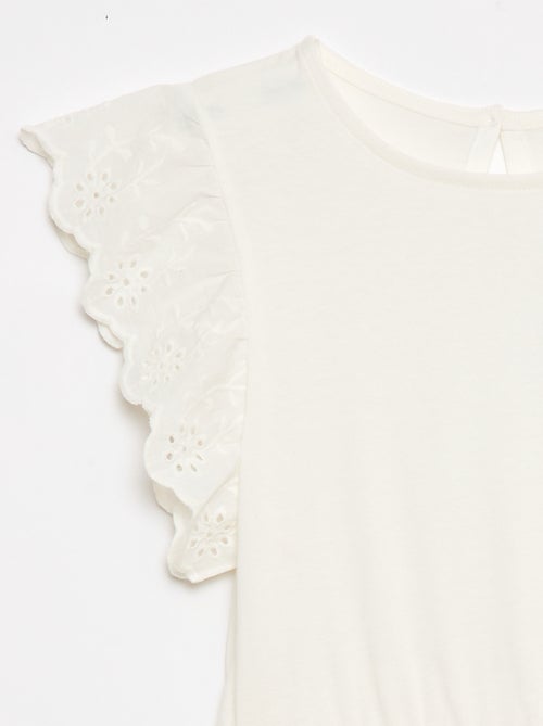 Jersey Dress with Eyelet Embroidered Short Sleeves - Kiabi