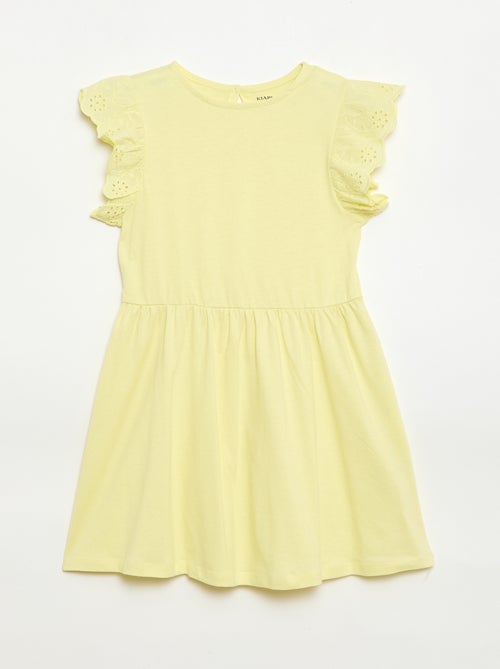 Jersey Dress with Eyelet Embroidered Short Sleeves - Kiabi